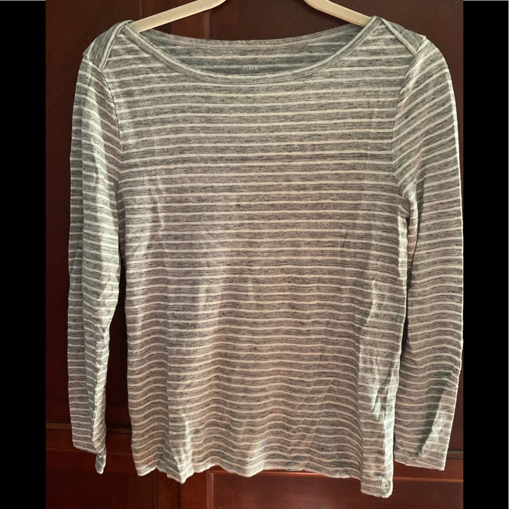 J Crew Linen long sleeve Womens striped shirt